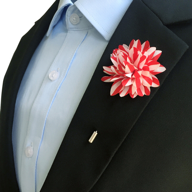 Black Faux Leather Lapel Flower Pin by The Accessorized Man 