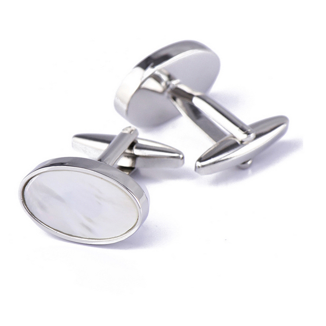 Stainless Steel Polished Oval Cuff Links 