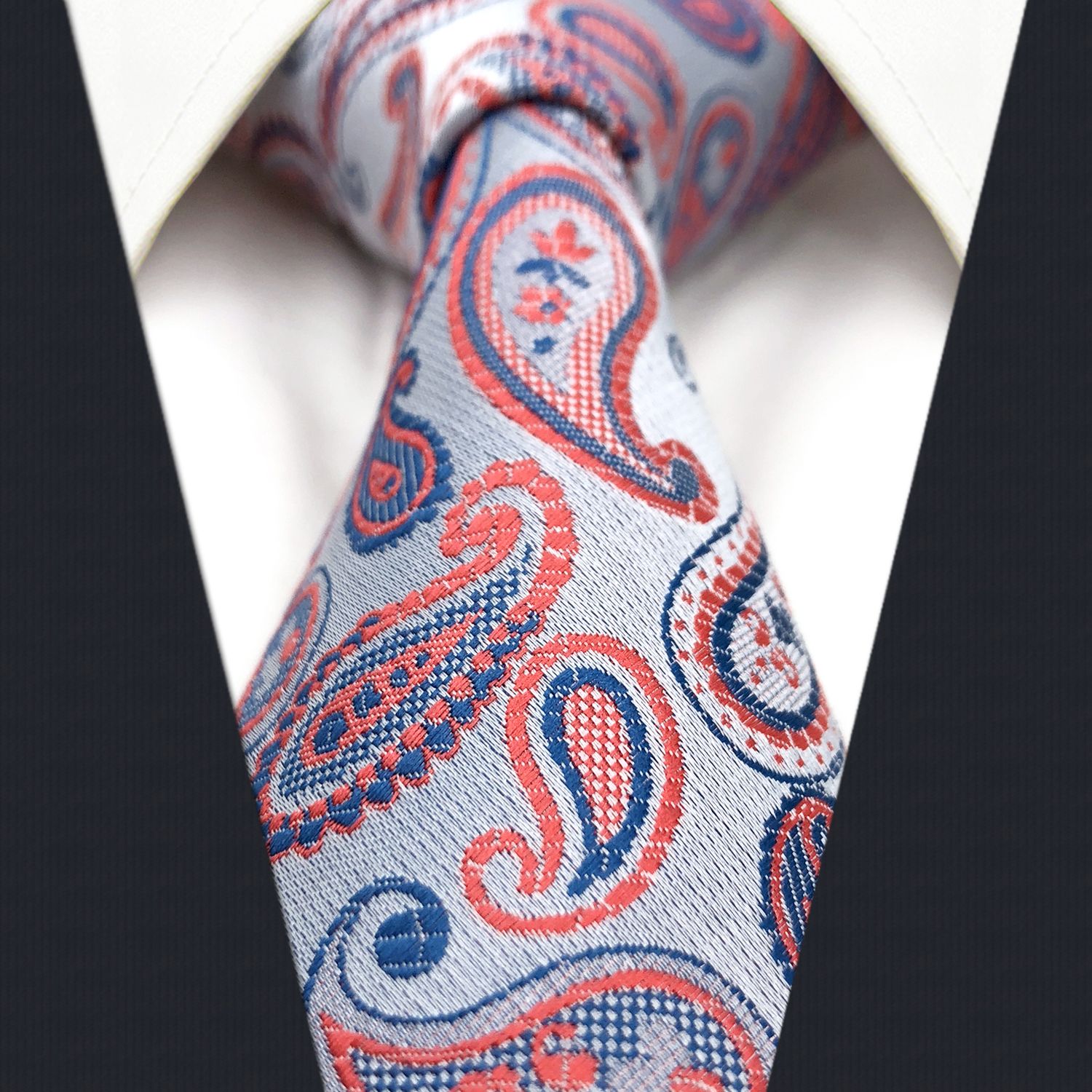 S&W SHLAX&WING Mens Neckties Ties Paisley Red for Wedding Party Groomsmen Silk N 