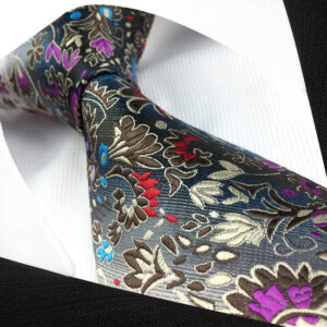 New Classic Floral Light Blue White JACQUARD WOVEN 100% Silk Men's Tie Necktie