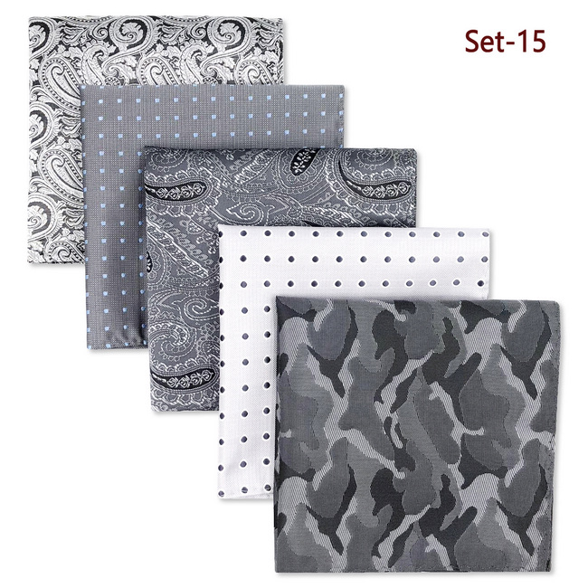 Shlax&Wing 5 Pieces Assorted Mens Pocket Square Handkerchiefs Set Lot